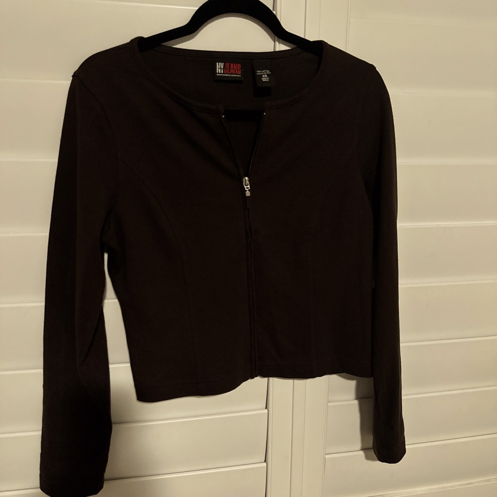 NY Jeans Espresso Brown zip up longsleeve